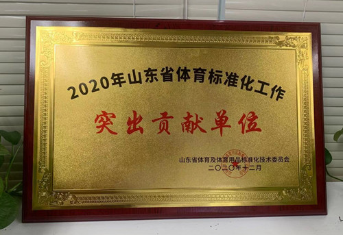 恭喜333体育荣获山东省体育及体育用品标准化技术委员会授予“突出贡献单位”荣誉称号